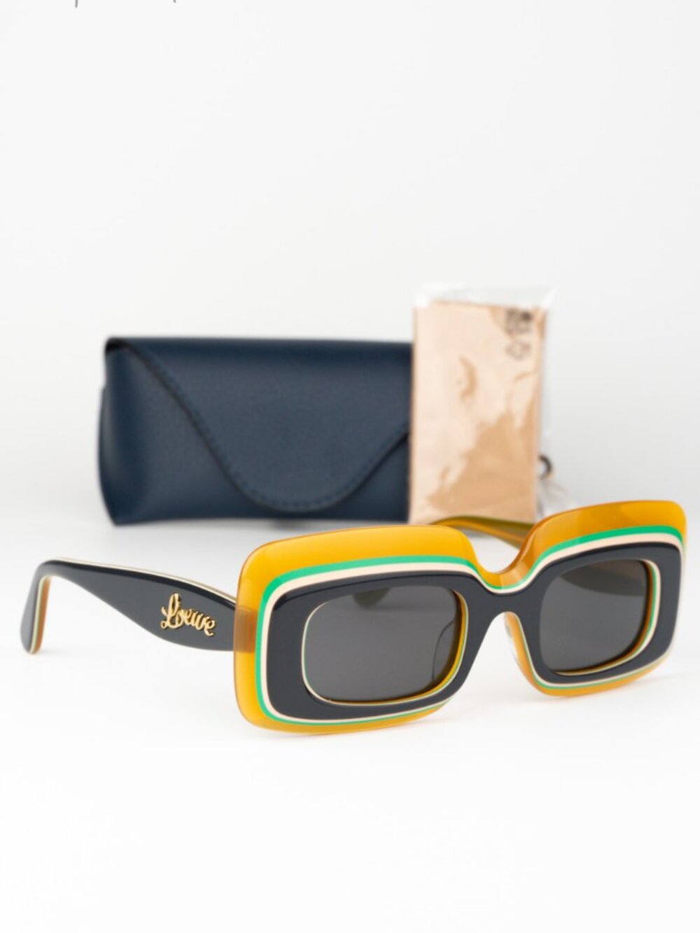 Loewe Women Sunglasses Grey Brown Rectangular LW40139U 20A NEW AUTHENTIC